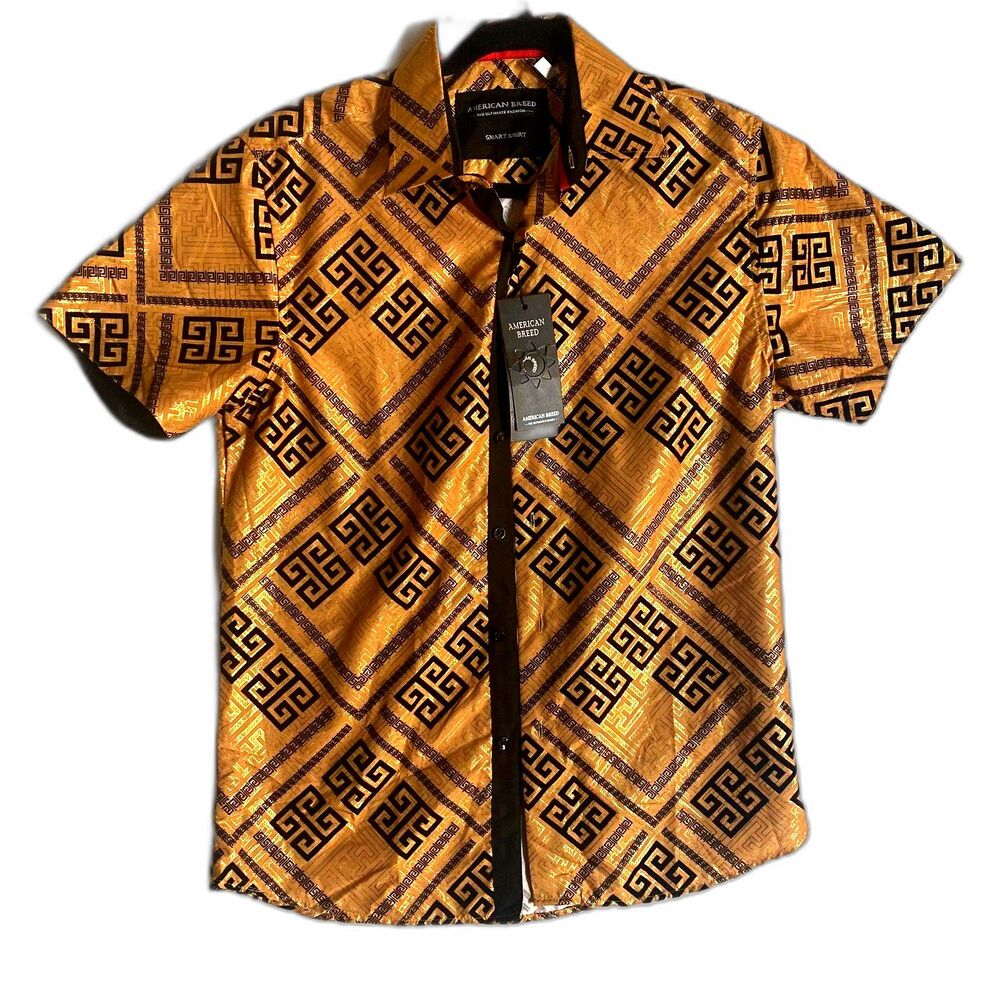 *NWT* American Breed Gold & Black Button-Up Shirt - Sz S (Slim Fit)